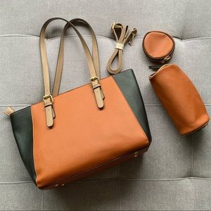 Colorblock Black and Tan tote bag set